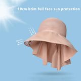 Women's Sun Hat with Neck Flap Solid Stylish Foldable Wide Brim Beach Hat for Outdoor Hiking