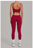 Summer Sports Overalls Women Gym High Stretch Back Zipper Yoga Jumpsuit Tight Hollow Out Slim Hip Lifting One Piece Bodysuit