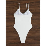 Sexy New Ribbed V Neck Wrinkled High Cut Women Swimwear One Piece Swimsuit Female Monokini Padded Bather Bathing Suit Swim K6364