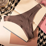 Ice Silk Leopard Women Panties Sexy G String Thong Seamless Underwear T Back Candy Color Girls Briefs Underpants Plus Size M-XXL