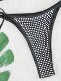 Shiny Sequins Wrap Around Jewelled Bikini Women Swimwear Female Swimsuit Two-pieces Bikini Set Halter Bathing Suit Swim Trend