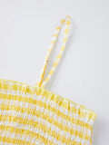 Summer Women Smocked Tank Tops Spaghetti Strap Plaid Ruffle Camisole Fashion Sleeveless Vest Shirts Streetwear