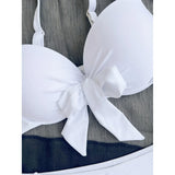 XS - XL Knotted Push Up Bikini Swimsuit Female Swimwear Women Two-pieces Bikini Set With Bra Cup Bather Bathing Suit Swim V3992
