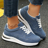 Comfortable Platform Denim Sneakers for Women Plus Size 43 Lace-Up Women's Sports Shoes Lightweight Non Slip Walking Shoes Woman