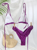 Miyouj Glitter Fabric Bikinis 2026 Sexy Bikini Set Folds Swimsuit Female Halter Bathing Suit Women Swimwear New Beachwear