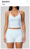 Summer 2Pcs Yoga Sets Women Camisole Slimming Sports Tank Top Pleate High Waist Shorts Fitness Suit Gym Running Excersize Wear