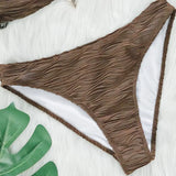 Wrinkled Crinkled Metal Ring Bikini 2025 Women Swimwear Female Swimsuit Two-pieces Bikini Set Bather Bathing Suit Swim Beachwear
