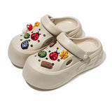 Women Fashion Clogs DIY Cartoon Charms Platform Shoes Woman Home Street Slippers Soft EVA Girls Daily Walking Beach Sandals