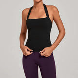 Sports Yeautifulback Breathoga Vest Neck Hanging Detachable Chest Pad Women Bra High Elasticity Slim Bable Running Sports Vest
