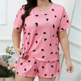 Plus Size Silk Pajamas Ladies Set T-Shirt Shorts 5xl Home Wear Women Sleepwear Fashion Soft Cartoon Casual Star Moon Nightwear