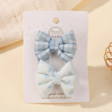 2Pcs/Set Cute Cotton Bowknot Hair Clips for Baby Girls Ins Style Hair Bows Plaid Boutique Hairgripes Kids Hair Accessories Gift