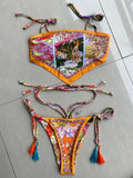 Sexy Printed Crop Top Brazilian Bikini Women Bandeau Swimwear Female Swimsuit Two-pieces Bikini Set Bathing Suit Swim Beachwear