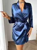 Summer Ladies Nightgown Solid Color Simple Robe Sexy comfortable Women's Pajamas Loungewear