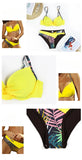 4 Colors Sexy Bikini Women Push Up Swimwear Swimsuit Leaf Print Patchwork Bikinis Set Bathing Suit Beach Bikini Female Biquinis