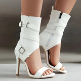 Plus Size 48 Sexy Red Thin High Heels Party Sandals Women Black Dancing Shoes Stilettos Summer White Ankle Booties