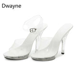 12 CM Height  Crystal Slippers Female Summer Waterproof Platform Non-slip Thick Sole Transparent PVC Sandals Womens Pumps 2019