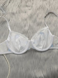 Ladies' New Sexy Thin Version With Steel Rim 3/4 Cup Knitted White Lifting And Gathering Two-Piece Set MR2562