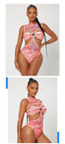 2026 New Sexy One Piece Swimsuit Swimwear Women Gradient Print Hollow High Waist Highly Elastic One-piece Bathing Suit Beachwear