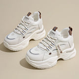 Breathable White Sneakers Shoes Women Mix Color Chunky Platform Sport Sneaker Woman 2025 Lace-Up Thick Bottom Vulcanize Shoes