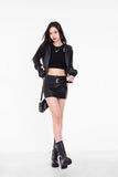 American A-line Half Length Skirt Spring/summer Small Spicy Girl High Waist Slim Fit Tight Sexy Shining Leather Short Skirt 3XQZ