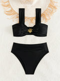 ZTVitality Sexy Solid Bikinis 2026 New Arrival Padded Push Up High Waist Swimsuit Women Swimwear Beachwear 2Piece Bikini Summer