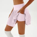 Women's Pleated Skirt Yoga High Waist Anti-Slip Tennis Skirt Double Layer Non-Slip Solid Colour Badminton Golf Short Skirts 2025