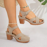 Summer  Thick High Heels Sandals Women Fashion Hook Loop Platform Sandles Woman Plus Size Cross