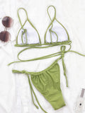 Bikini 2026 Sexy Swimwear Swimsuit Women Back Cross Straps Knotted Triangle Light Green Bikinis Set Bathing Suit Beach Bikini
