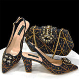 Doershow beautiful Italian Shoes And Bag Sets For Evening Party With Stones Italian Leather Handbags Match Bags! 1-30