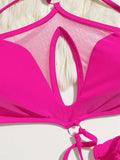 2026 New Solid Color One-piece Suit Swimwear Women Sexy Hollow Out Backless Swimsuit Bodysuit Cross Bandage Bikini Beachwear