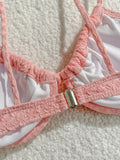 Sexy Pink Bikini Set 2026 Women Front Tie Push Up Underwire Bra Thong Swimsuit Summer Bathing Suit Holiday Two Piece Swimwear