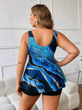 VigoJany 2026 Sexy Strapped 2 Piece Plus Size Tankini Set Women Print High Waist Curvy Swimsuit Brazilian Lady Big Bathing Suit