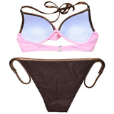 Neon Strip Swimsuit Women 2026 Sexy 2-piece Low Waist Bikini Sexy V-neck Suspender Backless Swimwear Summer Beach Bathing Suit