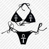 Punk Gothic Fashion Women Swimwear 2000s Emo Girls Y2k Style Letter Print Bikini Set Sexy Thong Swimsuit Two Pieces Bathing Suit