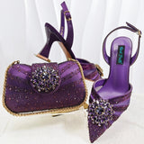Doershow beautiful Italian Shoes And Bag Sets For Evening Party With Stones Italian Leather Handbags Match Bags!  HC1-1