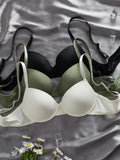 3PCS Basic Solid Women's Underwear Set Seamless Push Up Bra Comfortable Thin Strap Underwire Lingerie