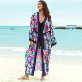 2026 Women Swimsuit Beach Cover Up dress Sleeve Kaftan Beach Tunic Long Pareos Bikinis Cover ups Summer Robe Plage Beachwear