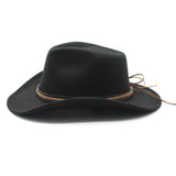 Women Men Retro Felt Jazz Hats Classic Cowboy Hats Wide Brim Cowgirl Sun Hats with Decorative Band