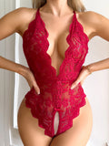 Blue Sexy Open Cross Women Bodysuit Crotchless Temptation Adult Sex Lingerie Lace V-neck Erotic Underwear Teddy Sexual Clothing
