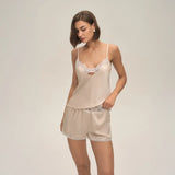 Summer home suspender shorts set casual and comfortable home wear lace women's pajamas
