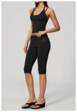 New Fake Two-piece Yoga Sets Women Striped Shock-absorbing Slim Sports Tank Top Fitness Suit Gym High Waist Mid Pants Tracksuit