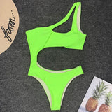 2026 Asymmetric One Shoulder Women Swimwear One Piece Swimsuit Female Monokini Bather High Cut Out Bathing Suit Swim Bodysuit