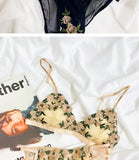 MOYISU French Lace Bralette Set for Small Breasts No Underwire Summer Bras Sexy Triangle Bra Petite Girls, Pure Desire Lingerie