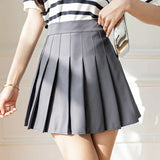 Women High Waist Pleated Skirt with Safety Shorts, Black A Line Mini Skort for Casual Office School Style Outfits