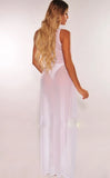 Summer Bikini Cover Up Women Beach Sundress Sexy Mesh Sheer Long Dress Solid See-through Sleeveless Strap Beach Dress