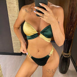 New Sexy Splicing Bandeau Strapless Bikini Women Swimwear Female Swimsuit Two-Pieces Bikini Set Bather Bathing Suit Swim V3859
