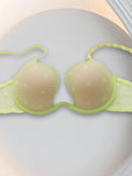Polka Dot Mesh Sexy Push-Up Bra, Popular in Europe and America, Thin on Top and Thick on Bottom, Deep V Seductive Bra
