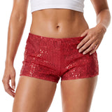 Women's Sequins Shorts Summer Low Rise Elastic Waistband Shorts Hot Streetwear