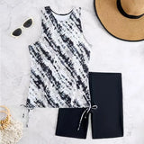 2026 Printed Tankini Set Two Pieces Swimsuit Women Drawstring Swimwear Female & Long knee Shorts Bathing Swimming Swim Suit