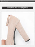 2026 Plus Size 43 Elegant Black Ankle Strap Platform Pumps Sexy Spike High Heels Shoes Women Classic Apricot Office Lady Shoes